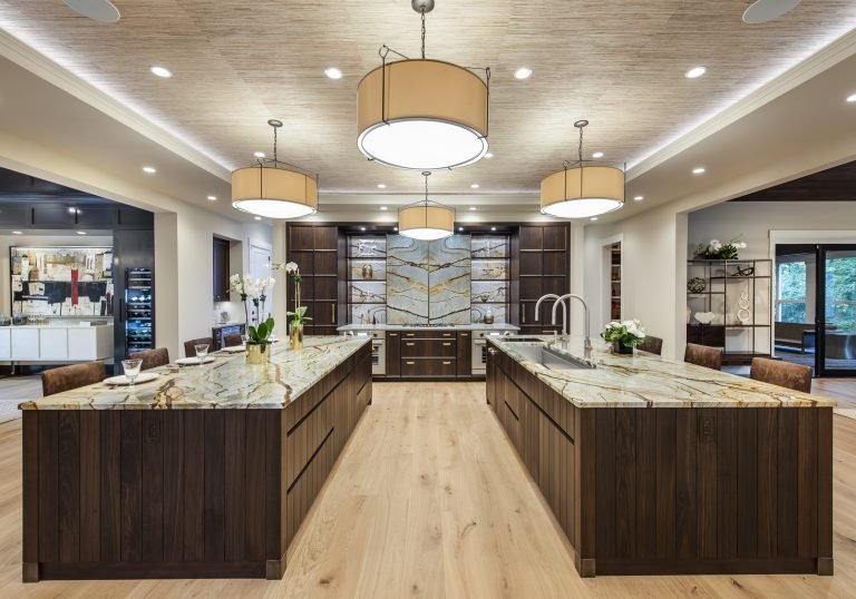 new homes Philadelphia pa - design home studios - kitchen breakfast bar - organic modern dark cabinets