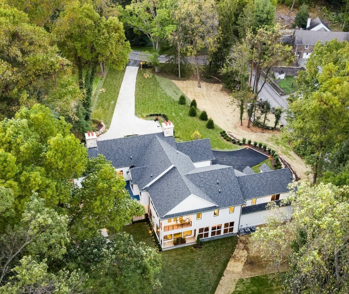 new homes Philadelphia pa - design home studios - home aerial shot - best custom home builder in Wayne pa