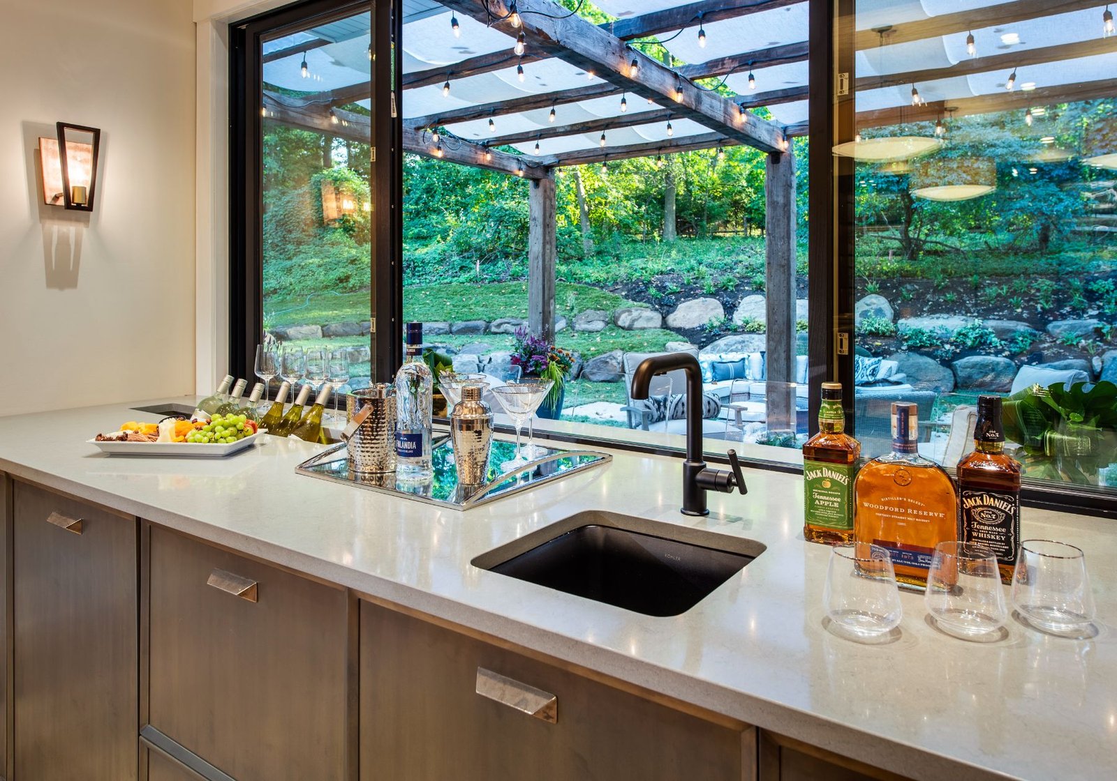 new homes Philadelphia pa - design home studios - modern farmhouse home style - sink and patio area