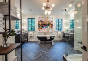 design home studios - Philadelphia pa - spa bathroom - clawfoot tub - globe lighting