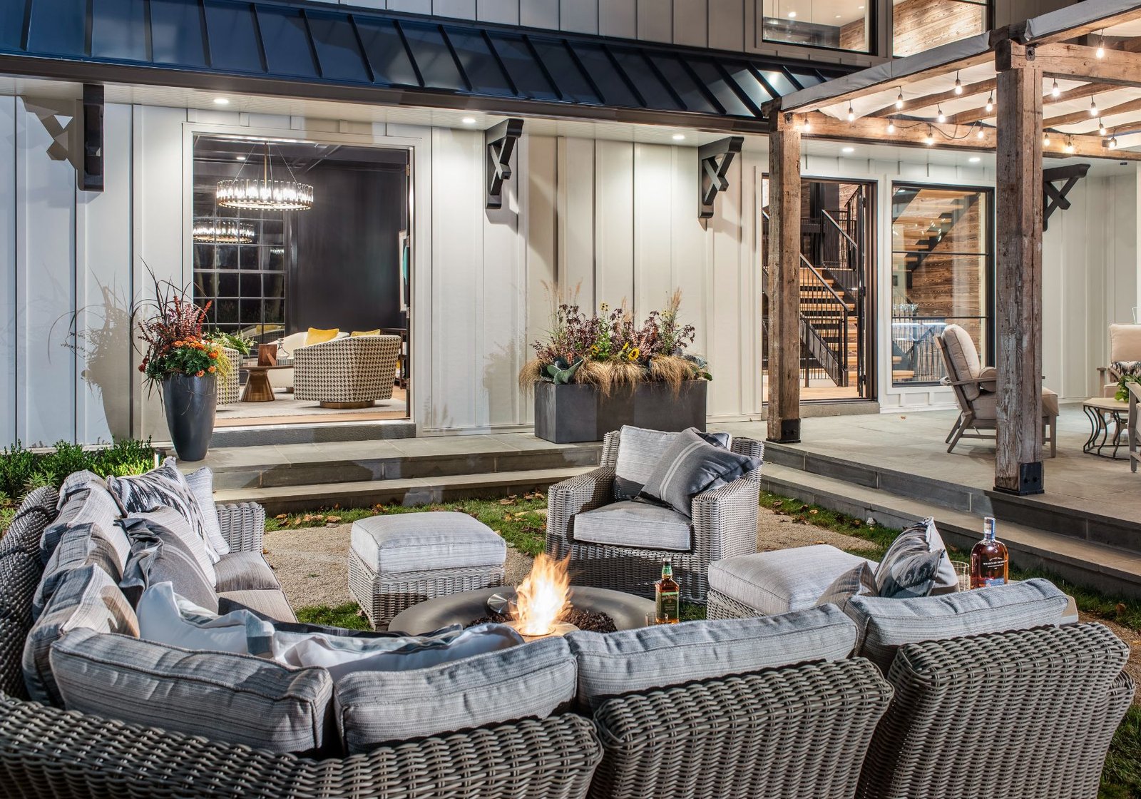 design home studios - custom home builder Philadelphia pa - backyard patio area - outdoor sectional fireplace