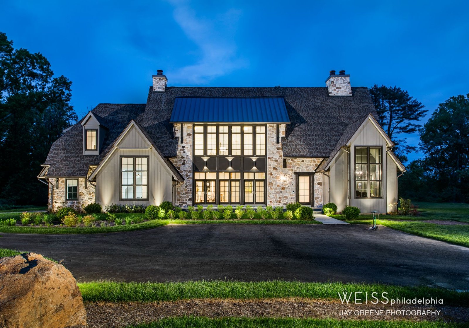 best custom homes wayne pa - design home studios - stone home facade - home exterior