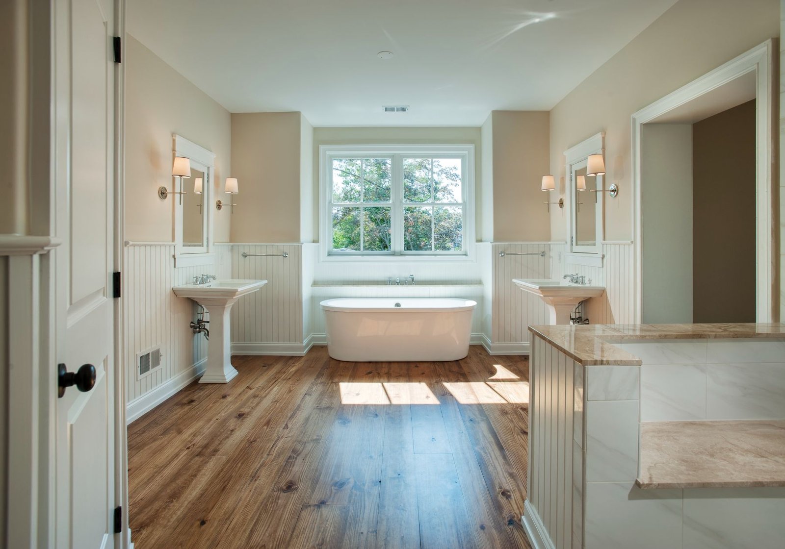 home builder in Wayne pa - Red Fox - master bathroom - white tub - double vanities